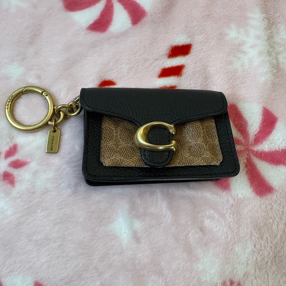 Coach Tabby Black and Tan Keychain Wallet